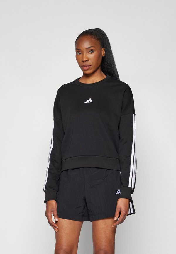 adidas Sportswear ESSENTIALS 3 STRIPES - Sweatshirt - black/white