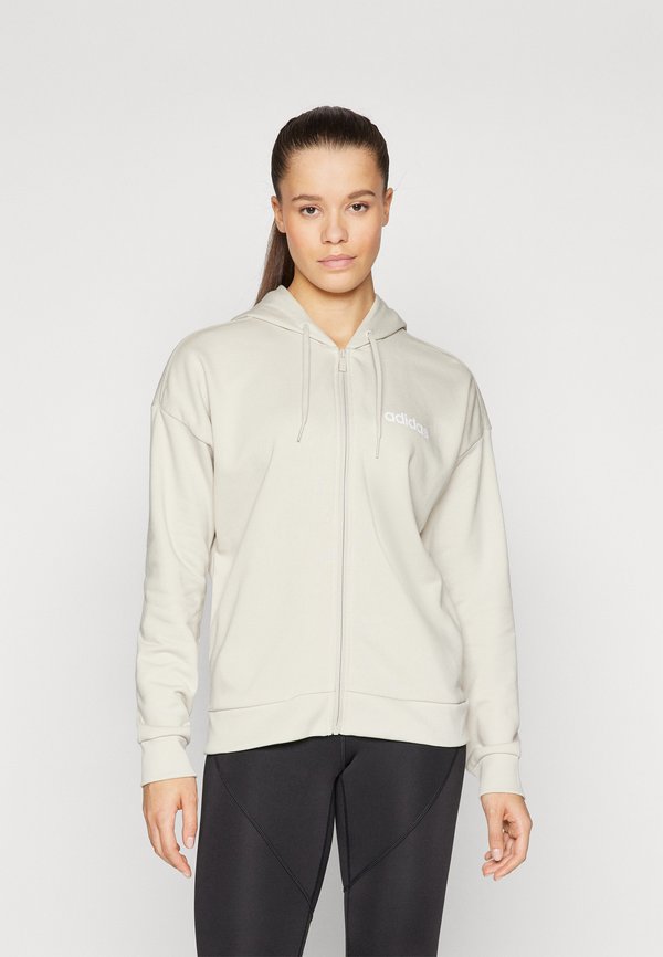 adidas Sportswear ESSENTIALS LINEAR FULL ZIP  HOODIE - Zip-up sweatshirt - alumina/white
