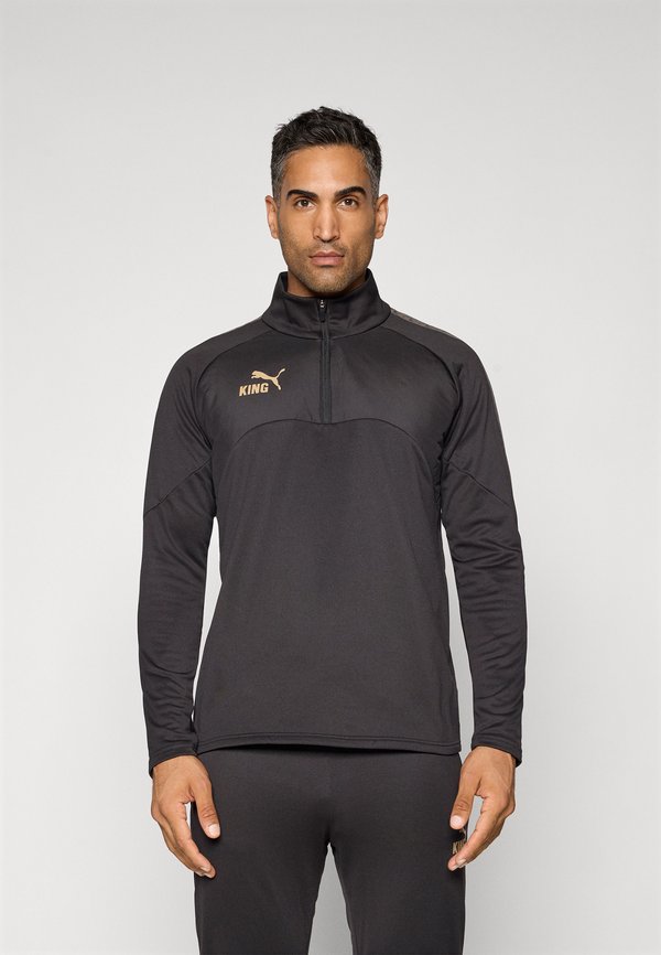 Puma KINGWINTERIZED 1/4 ZIP TOP  - Sweatshirt - black/gold-coloured