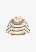Calvin Klein Jeans CALVIN KLEIN JEANS STRIPE CROPPED BOXY POLO SHIRT - Polo shirt - vanilla custard