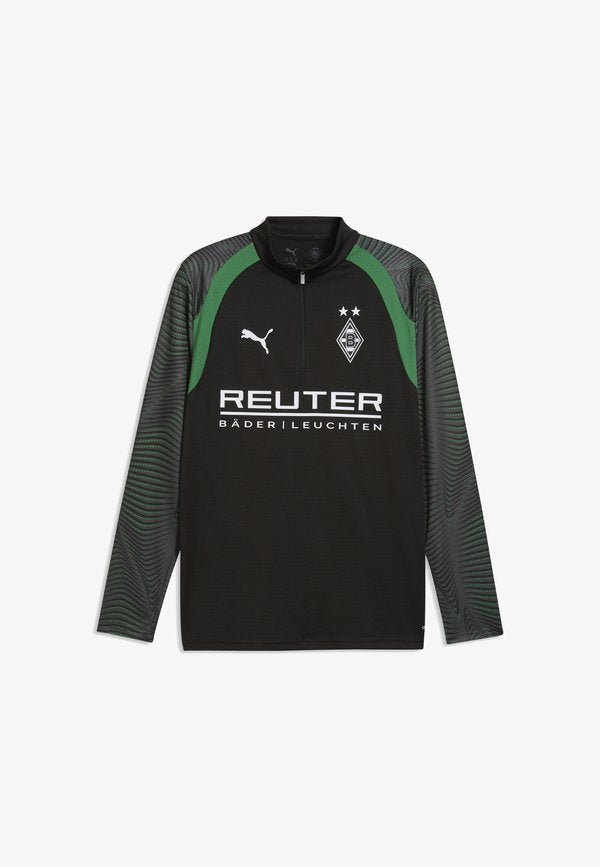 Puma BORRUSIA MÖNCHENGLADBACH TRAINING 1/4 ZIP TOP IND - Club wear - black- white