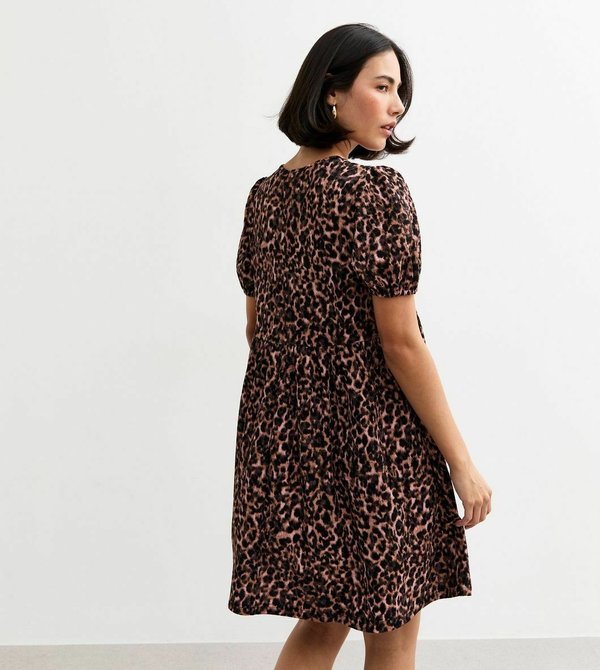 New Look CRINKLED LEOPARD PRINT TIE FRONT MINI