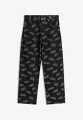 Bershka JACQUARD - Straight leg jeans - black