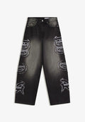 Bershka SUPER BAGGY PATCH - Baggy Jeans - black