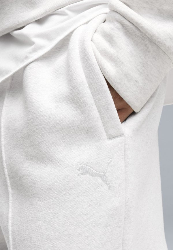 Puma ESSENTIALS HEAVY FLEECE RELAXED SWEATHOSE - Tracksuit bottoms - white glow heather
