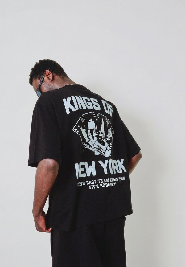 Bershka KINGS OF NEW YORK - TSHIRT - Print T-shirt - black