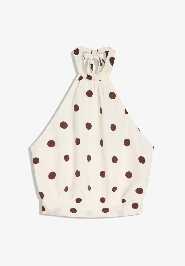 Bershka HALTER POLKA DOT - TOP 01488710 - Blouse - white