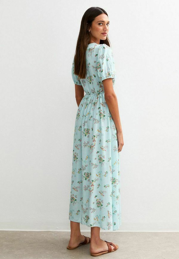 New Look GINGHAM CHECK FLORAL WRAP MIDI