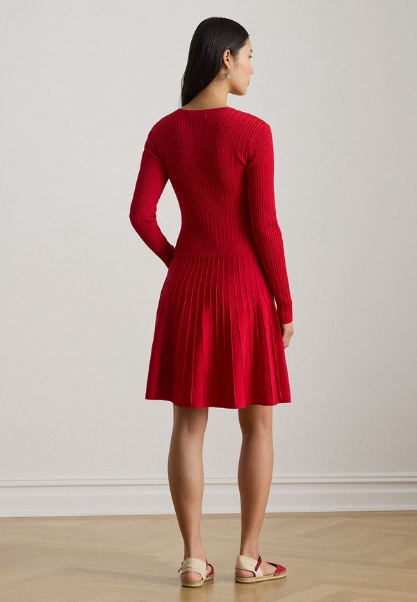 Lauren Ralph Lauren MINI-CABLE PLEATED FIT-AND-FLARE DRESS