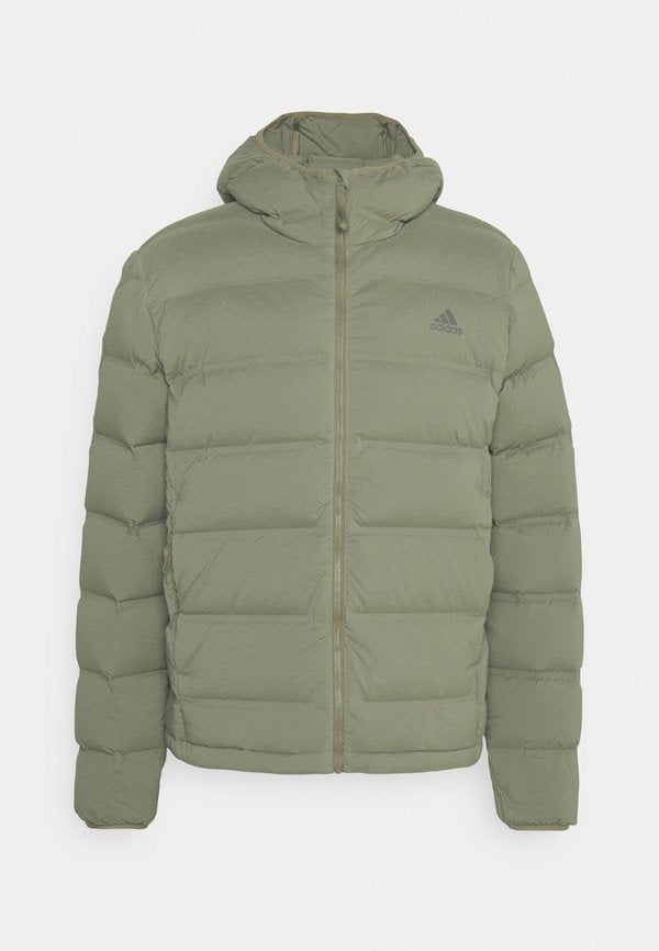 adidas Sportswear HELIONIC HOODED DOWN - Down jacket - olive strata