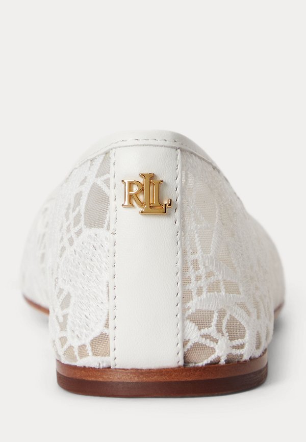 Lauren Ralph Lauren JAYNA LEATHER-TRIM CROCHETED LACE FLAT