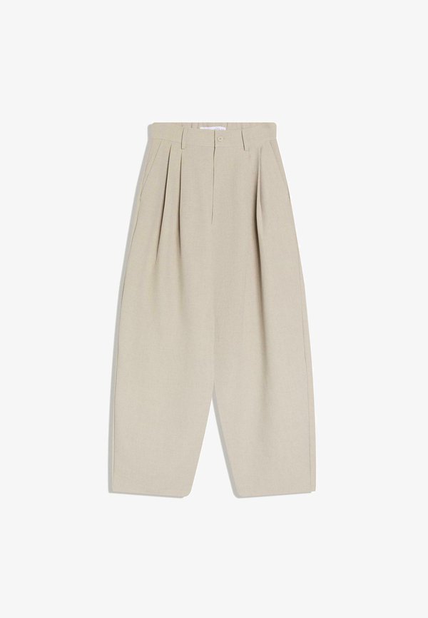 Bershka SUPER BAGGY - Trousers - stone