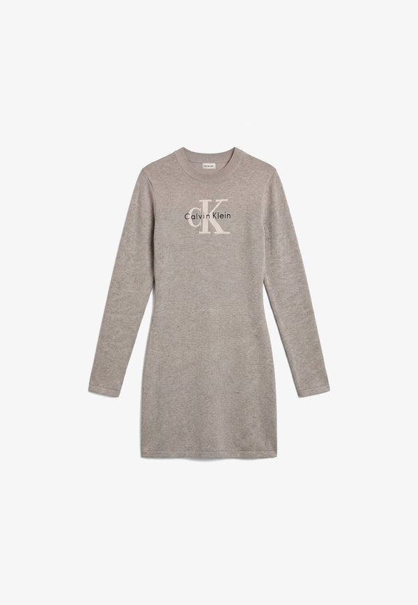 Calvin Klein Jeans LOGO MINIDRESS - Jumper dress - grey heather
