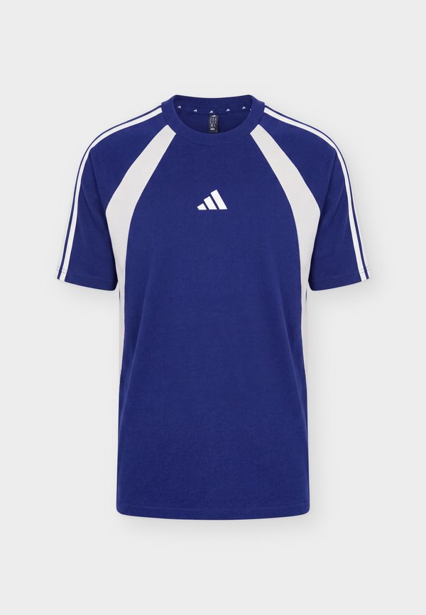 adidas Sportswear SEASONAL ESSENTIALS COLORBLOCK - Print T-shirt - dark blue/alumina/off white