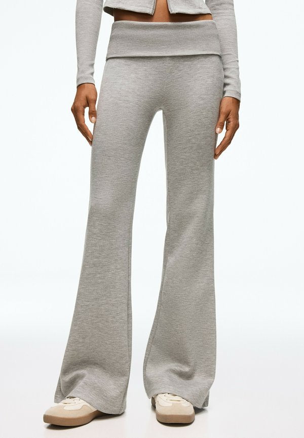 Bershka FLARED - TROUSERS - Trousers - dark grey