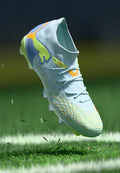 Puma FUTURE 9 MATCH LIGHT UP FG/AG - Football boots artificial grass - fizzy light/icy blue/intense lavender/sun stream
