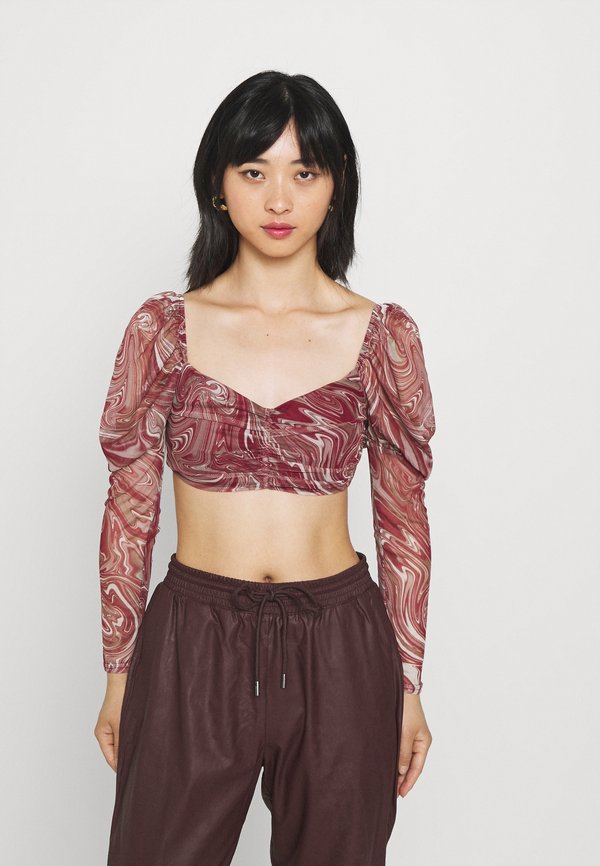 Missguided Petite MILKMAID SWIRL PRINT RUCHED TOP
