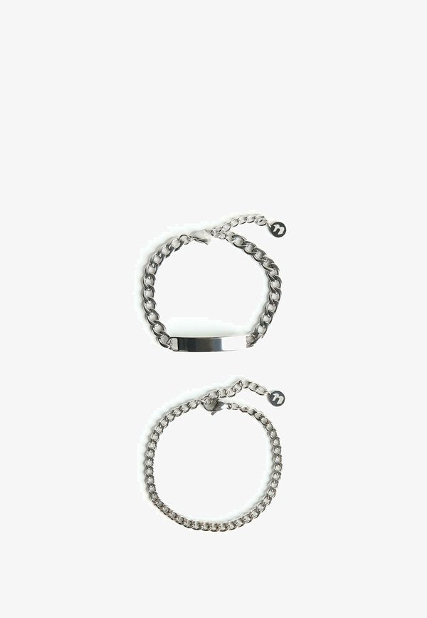 Bershka SET - Bracelet - silver-coloured