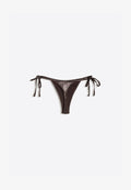 Bershka LAMINATED-EFFECT THONG - BIKINI BOTTOMS - Bikini bottoms - dark brown