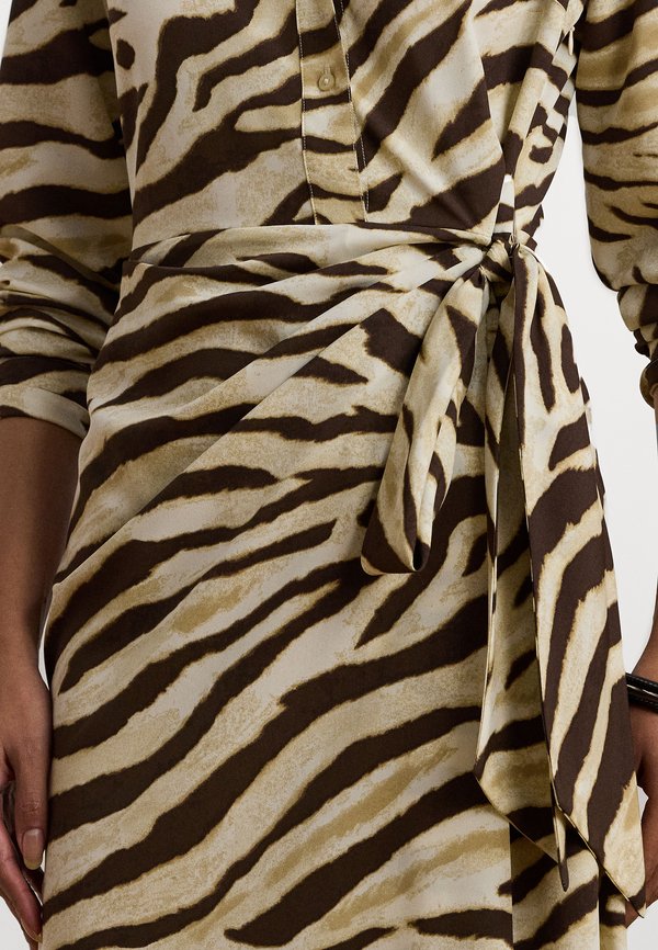 Lauren Ralph Lauren Petite Zebra Print Tie Front Crepe Shirtdress