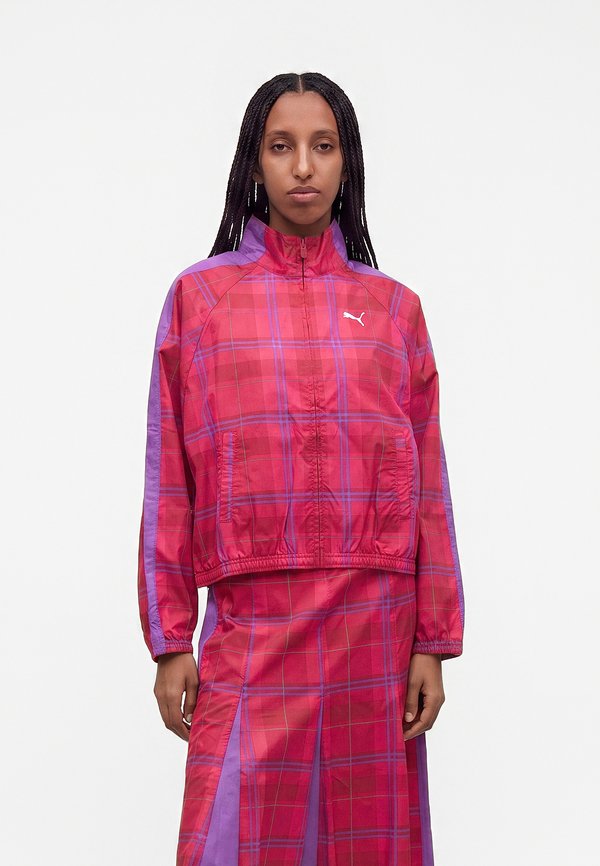 Puma T7 RELAXED TARTAN WOVEN JACKET - Summer jacket - garnet glow
