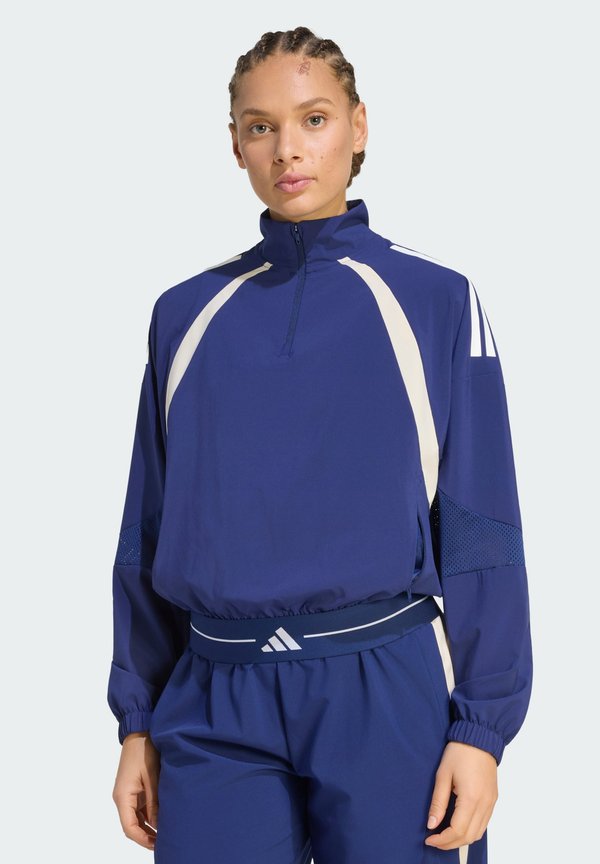 adidas Performance HYPERGLAM 3-STRIPES COLOR BLOCK WOVEN 1/4 ZIP - Training jacket - dark blue