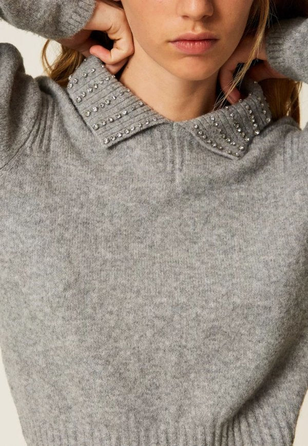Twinset ACTITUDE CON COLLETTO E RICAMO