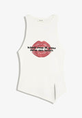 Bershka PRINTED SLEEVELESS ASYMMETRIC - T-SHIRT - Top - white
