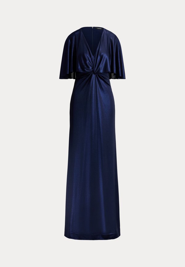 Lauren Ralph Lauren METALLIC JERSEY TWIST-FRONT CAPE GOWN