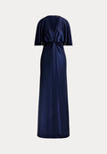Lauren Ralph Lauren METALLIC JERSEY TWIST-FRONT CAPE GOWN