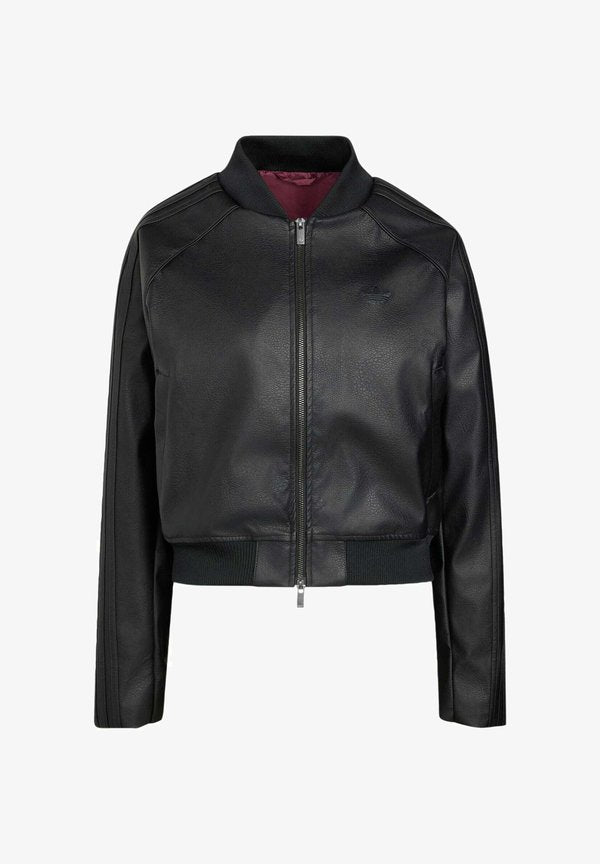 adidas Originals Faux leather jacket - black   maroon