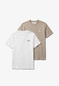 Calvin Klein Jeans CLASSIC MICRO MONOLOGO 2 PACK - Basic T-shirt - bright white/plaza taupe