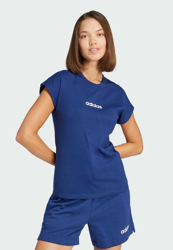 adidas Sportswear ESSENTIALS LINEAR - Basic T-shirt - dark blue   white