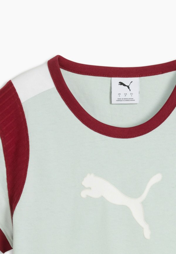 Puma GRAPHIC SLIM RINGER-SHIRT - Print T-shirt - créme de mint-garnet glow