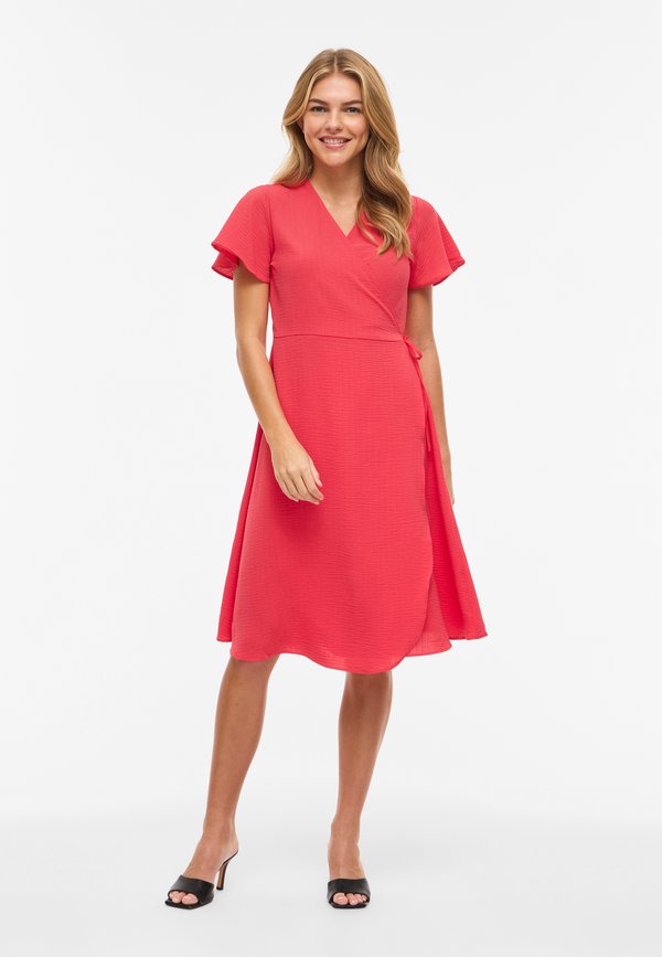 VILA VILOVIE S/S WRAP MIDI DRESS - NOOS