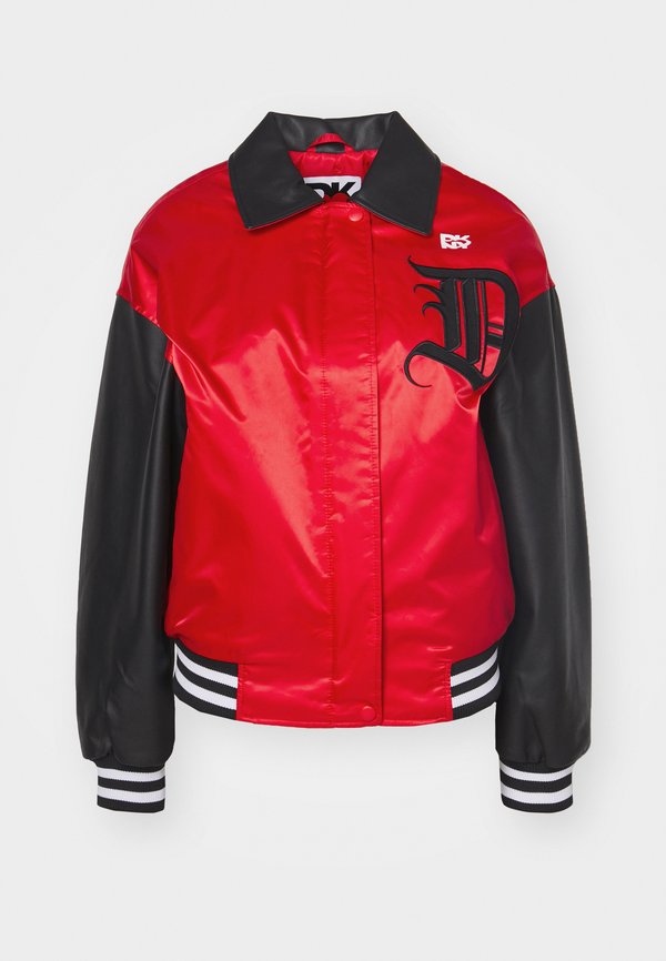 DKNY MIXED MEDIA VARSITY JACKET BIG GOTHIC