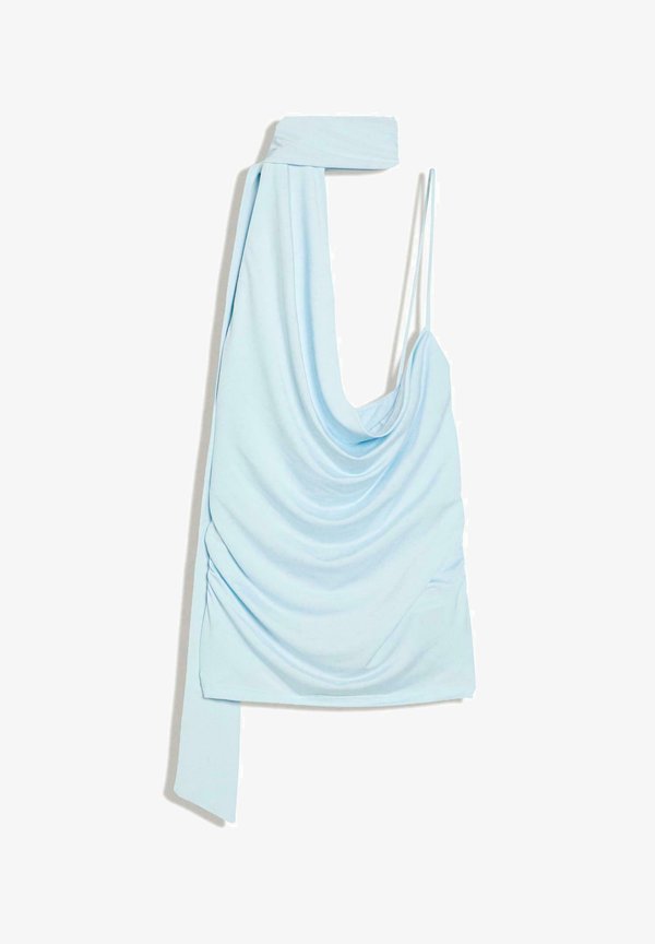 Bershka ASYMMETRIC HANDKERCHIEF TOP - Top - light blue