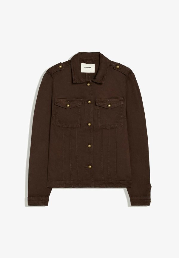 Bershka NAPOLEON DENIM - JACKET - Denim jacket - dark brown