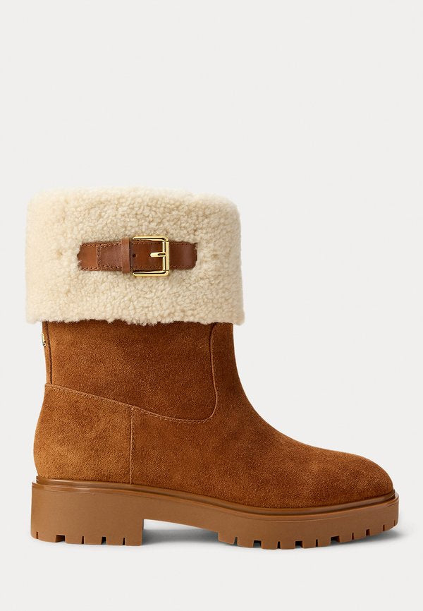 Lauren Ralph Lauren ALLYSON SHEARLING & SUEDE LACE-UP BOOTIE