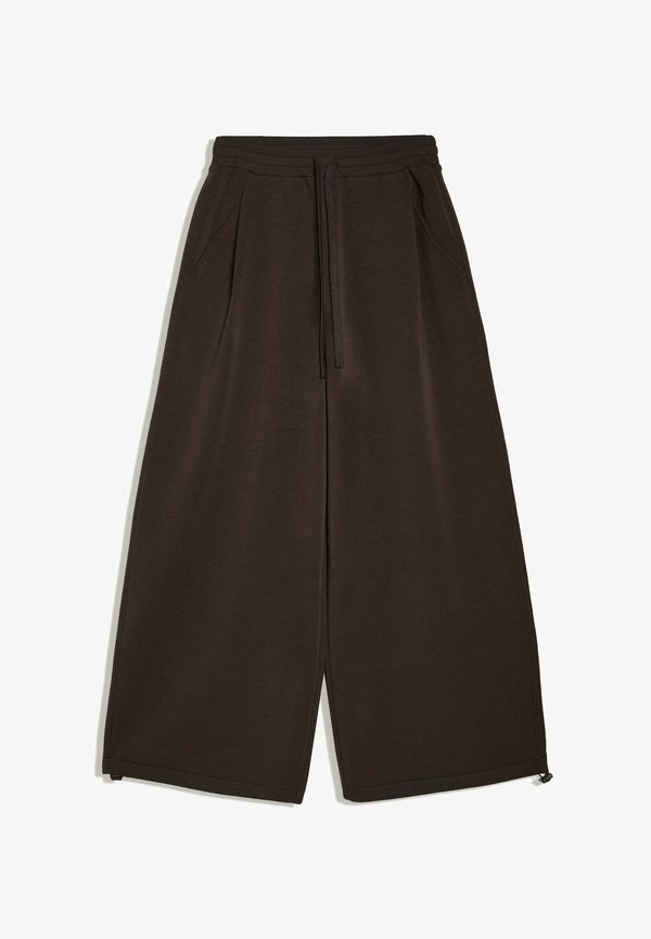 Bershka BARREL TROUSERS - Tracksuit bottoms - dark brown