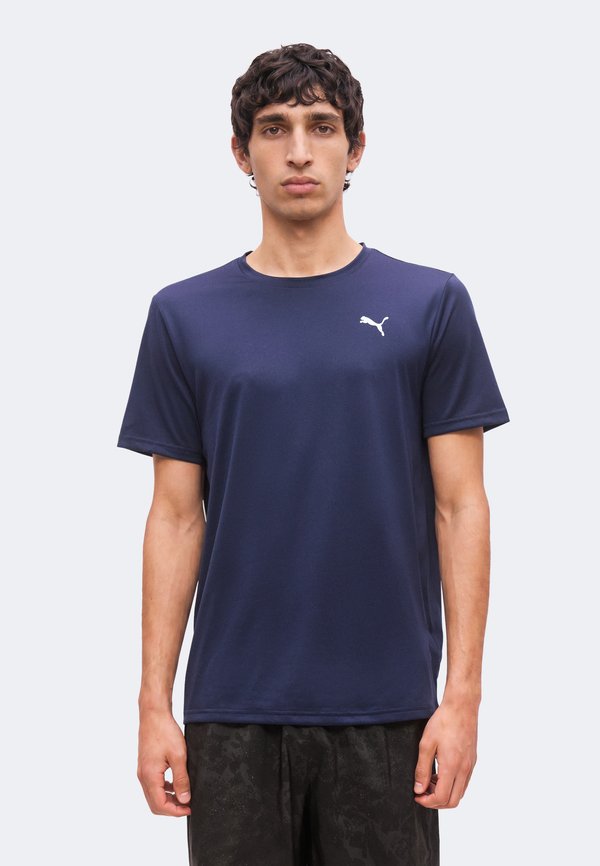 Puma TAD ESSENTIALS SOLID CAT TEE - Sports T-shirt - navy/white