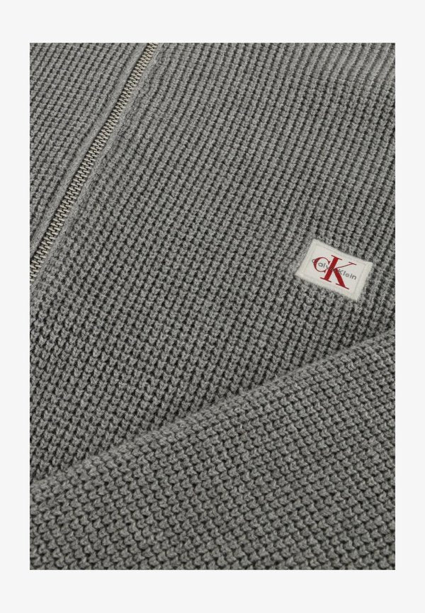 Calvin Klein WAFFLE QUARTER ZIP - Jumper - pe medium grey heather