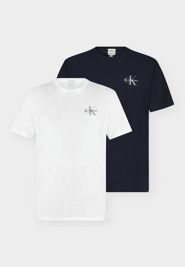 Calvin Klein Jeans CLASSIC MICRO MONOLOGO 2 PACK - Basic T-shirt - bright white/dark sapphire