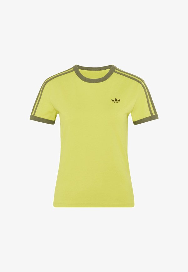 adidas Originals 3-STRIPES SLIM T-SHIRT - Print T-shirt - preloved lime   olive strata