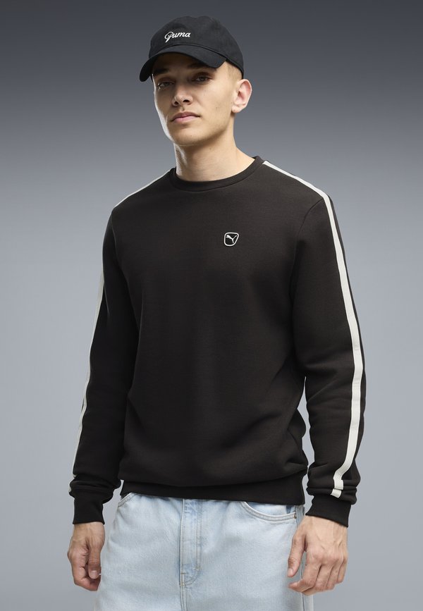 Puma ESSENTIALS ELEVATED SWEATSHIRT MIT RUNDHALSAUSSCHNITT - Sweatshirt - black-warm white
