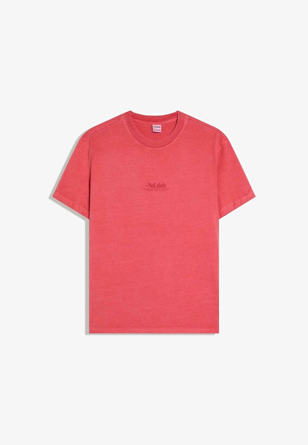 Bershka ROLL UP SHORT SLEEVE  - Print T-shirt - light red