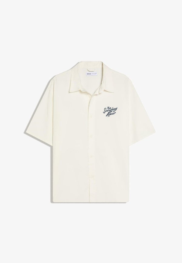 Bershka EMBROIDERED BOXY - Shirt - beige
