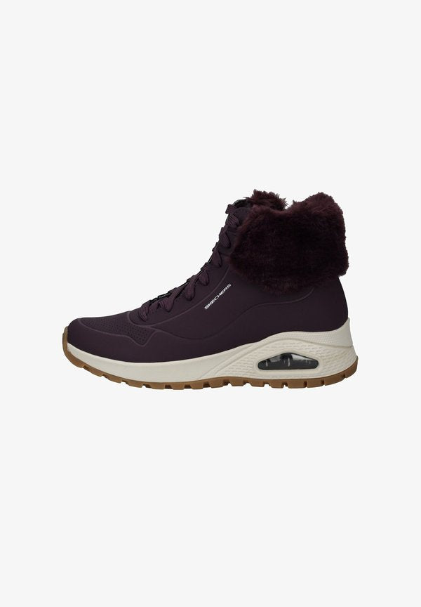 Skechers UNO RUGGED - Winter boots - wine durabuck faux fur