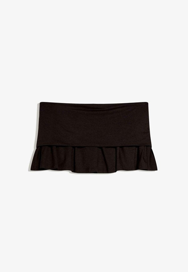 Bershka MINI SKIRT WITH DOUBLE TURN-UP WAIST - A-line skirt - black