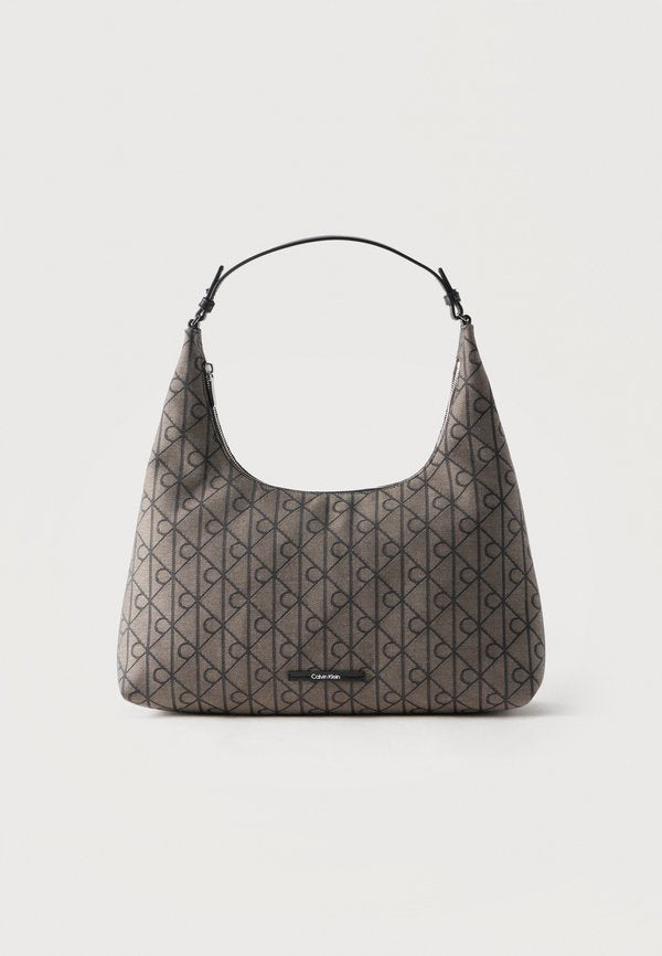 Calvin Klein EMBLEM JACQUARD - Handbag - beige/black